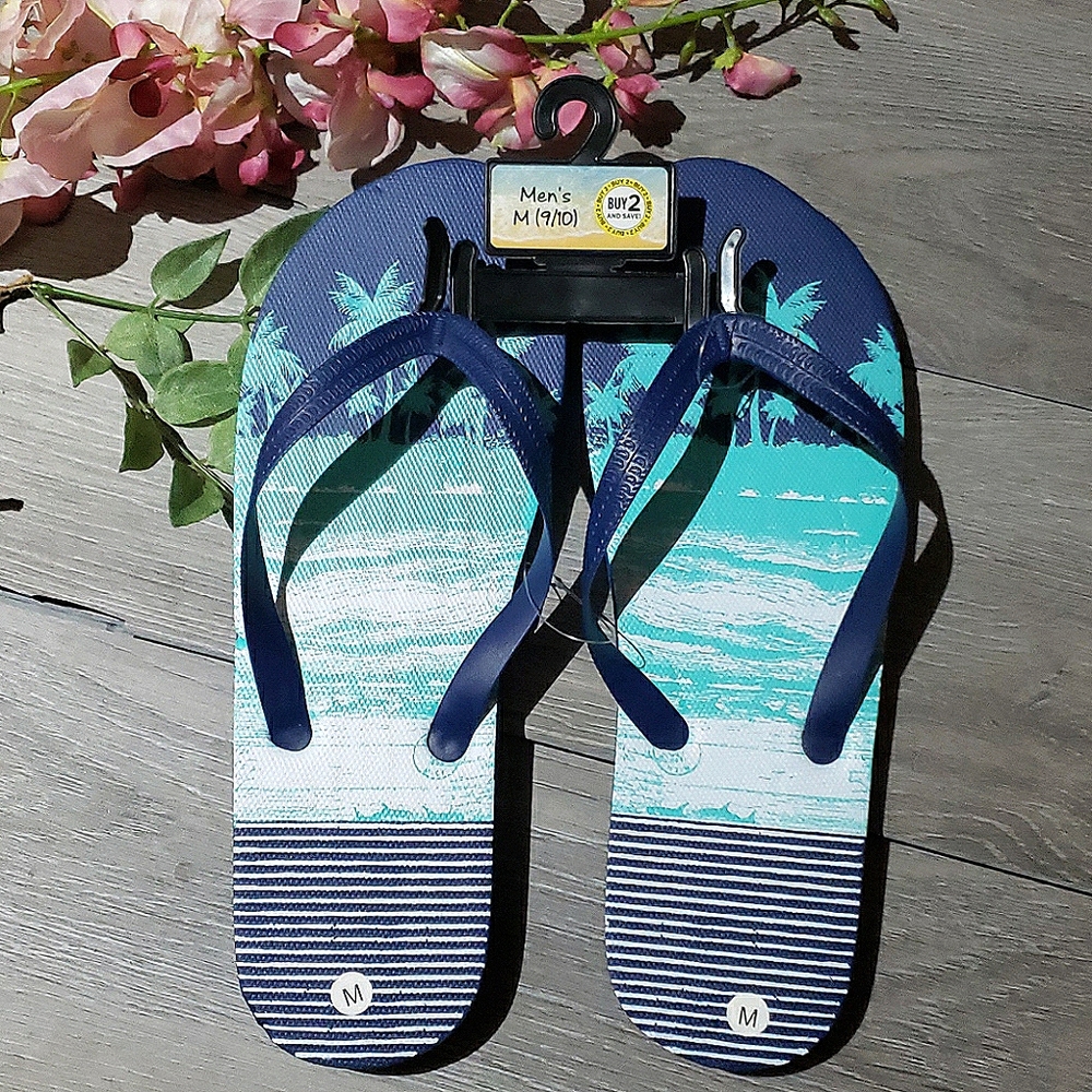 Mens Beach Ocean sandals palm trees